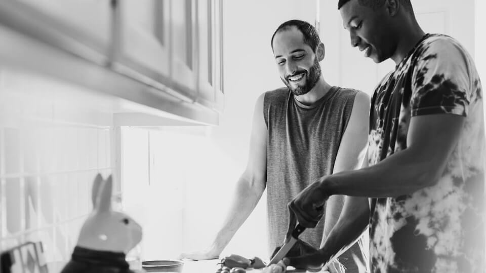 Two guys cooking